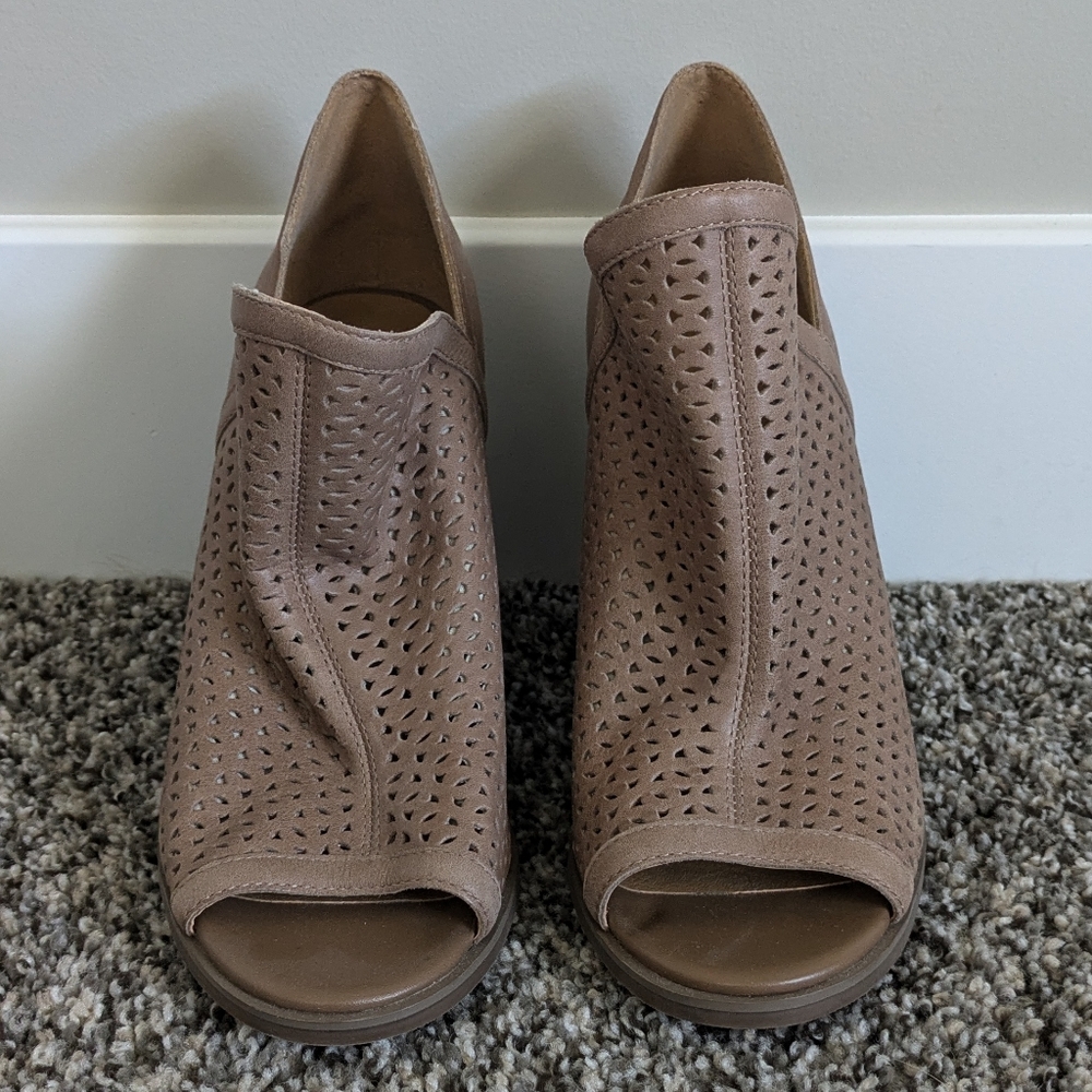 Lucky Brand Leather Peep-Toe Booties - Women's 8